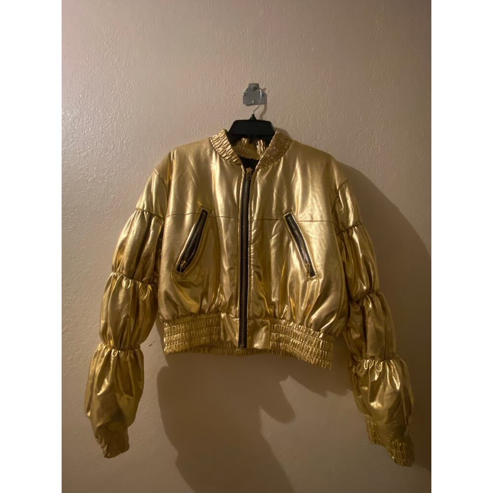 Women's Balboa Gold Metallic Cropped Jacket Large